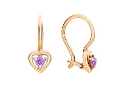 Серебряные cерьги классические с позолотой с фианитом