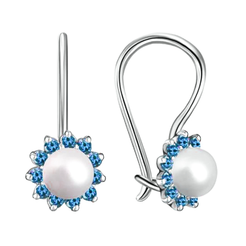 Серебряные cерьги классические с жемчугом