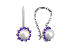 Серебряные cерьги классические с жемчугом