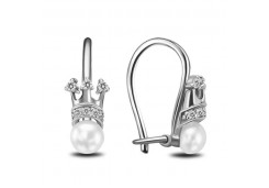 Серебряные cерьги классические с жемчугом