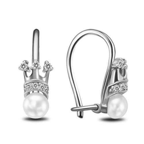 Серебряные cерьги классические с жемчугом