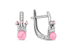 Серебряные cерьги классические с жемчугом