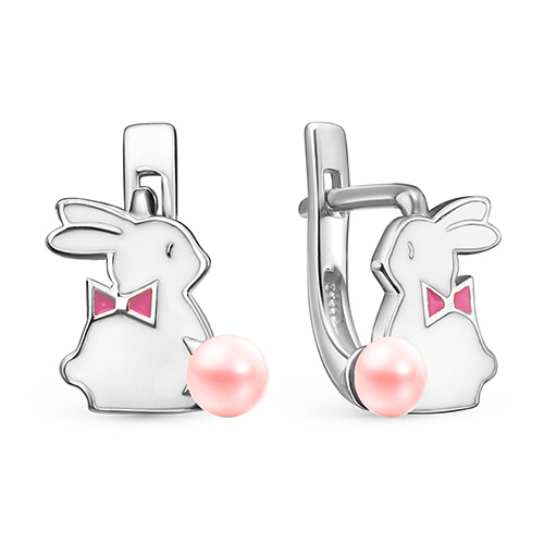 Серебряные cерьги классические с жемчугом