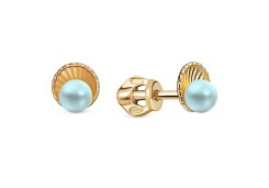 Серебряные cерьги пусеты (гвоздики) с позолотой с жемчугом