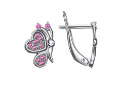 Серебряные cерьги классические с корундом