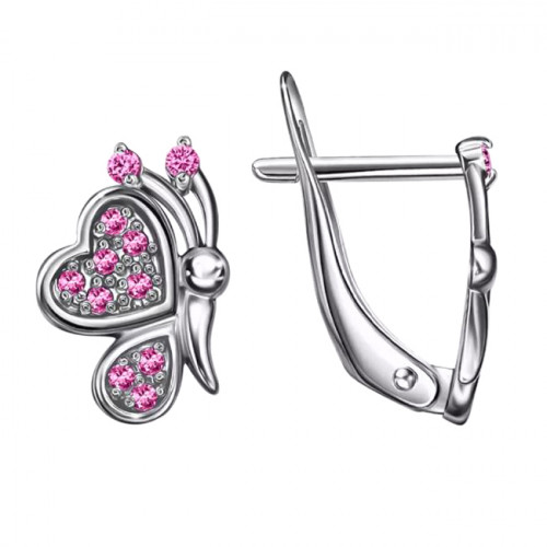 Серебряные cерьги классические с корундом