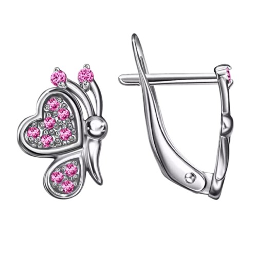 Серебряные cерьги классические с корундом