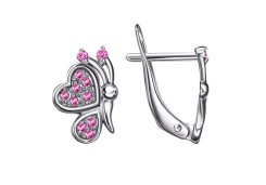 Серебряные cерьги классические с корундом