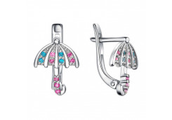 Серебряные cерьги классические с корундом