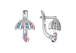 Серебряные cерьги классические с корундом