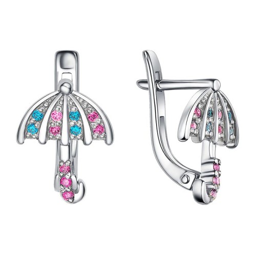 Серебряные cерьги классические с корундом