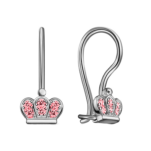 Серебряные cерьги классические с фианитом