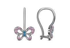 Серебряные cерьги классические с корундом