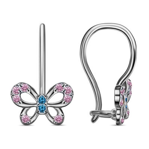 Серебряные cерьги классические с корундом