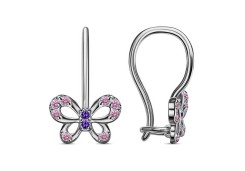 Серебряные cерьги классические с корундом