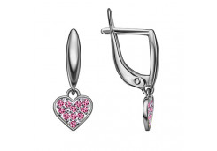 Серебряные cерьги висячие с корундом