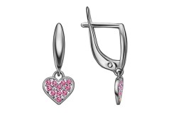 Серебряные cерьги висячие с корундом