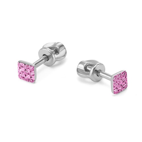 Серебряные cерьги пусеты (гвоздики) с фианитом