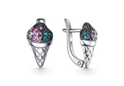 Серебряные cерьги классические с корундом