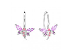 Серебряные cерьги классические с корундом