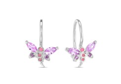 Серебряные cерьги классические с корундом