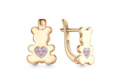 Серебряные cерьги классические с позолотой с корундом