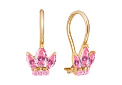 Серебряные cерьги классические с позолотой с корундом