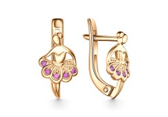 Серебряные cерьги классические с позолотой с корундом