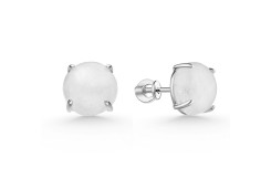 Серебряные cерьги пусеты (гвоздики) с лунным камнем