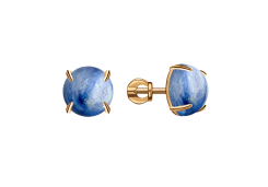 Серебряные cерьги пусеты (гвоздики) с позолотой с кианитом