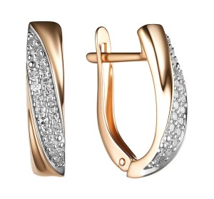 Золотые cерьги классические с бриллиантом