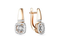 Золотые cерьги классические с бриллиантом