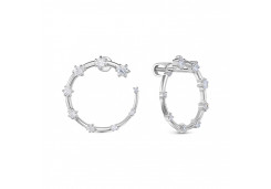 Серебряные cерьги пусеты (гвоздики) с фианитом