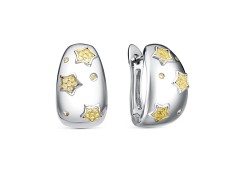 Серебряные cерьги классические с позолотой с фианитом