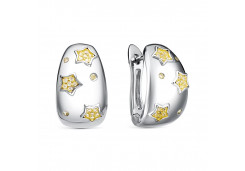 Серебряные cерьги классические с позолотой с фианитом