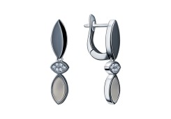 Серебряные cерьги висячие с перламутром