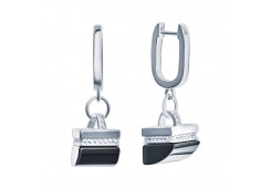 Серебряные cерьги висячие с ониксом