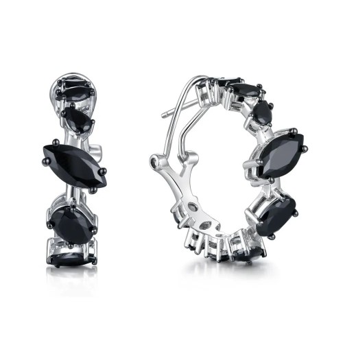 Серебряные cерьги классические со шпинелью