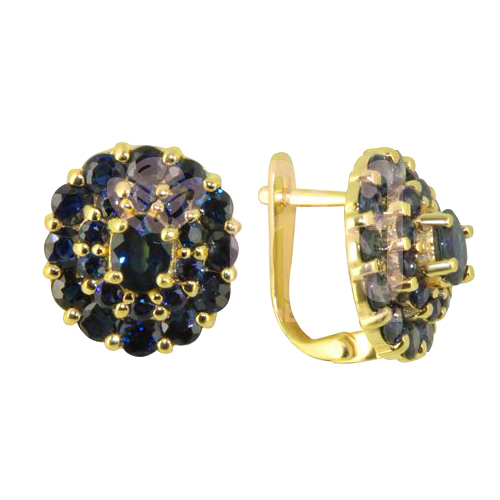 Серьги классические из желтого золота с сапфиром