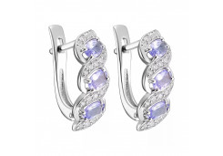 Серьги из белого золота с танзанитом