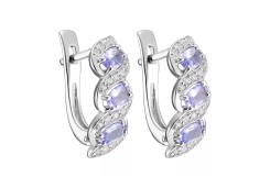 Серьги из белого золота с танзанитом