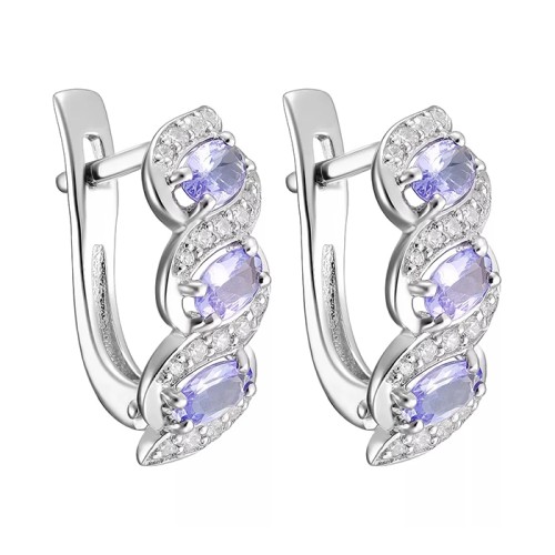 Серьги из белого золота с танзанитом