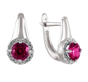 Серебряные cерьги с драгоценными камнями