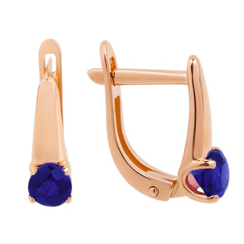 Золотые cерьги с сапфиром