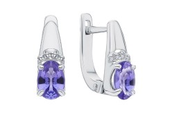 Серьги из белого золота с танзанитом