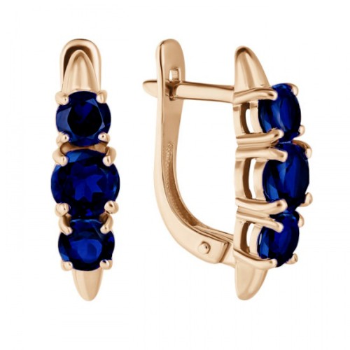 Золотые cерьги с сапфиром