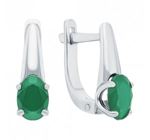 Серебряные cерьги с изумрудом