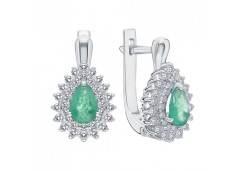 Серебряные cерьги классические с изумрудом