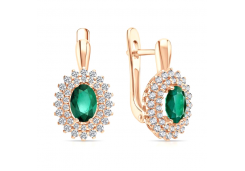 Серебряные cерьги классические с изумрудом