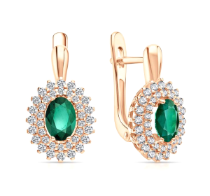 Серебряные cерьги классические с изумрудом